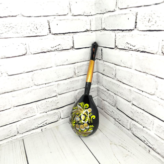 Деревянная столовая ложка Ландыш 190*60 мм черный фон