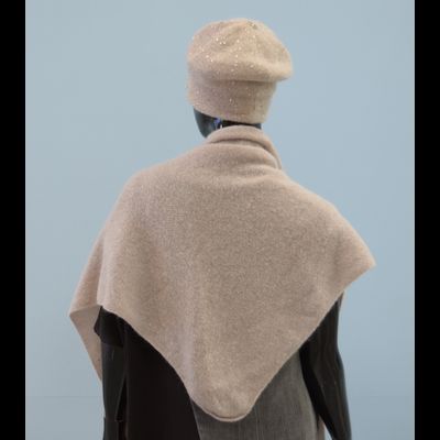 Кремовый шарф платок женский с пайетками Италия Vizio 6943 ST ORO / Tresor