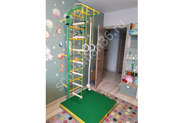 ДСК-12.С "Атлет-2", ступеньки ПВХ, цвет зеленый, Мат гимнастический сине-жёлто-зелёный 1,0х1,0х0,1 м складной