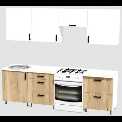 Кухня Эконом 1,8 метра (600х600х600) Цвет: Белый/Дуб Вотан