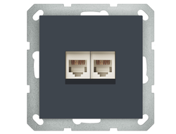 1L242BS Розетка компьютерная двойная RJ45, базальт