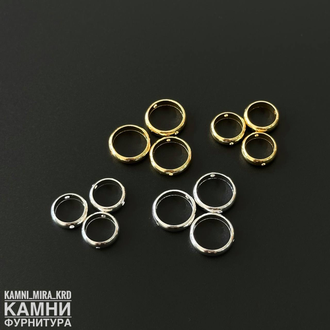 Колечки-рамки объёмные для вставки бусин ЛЮКС, размер и покрытие в ассортименте, цена за штуку