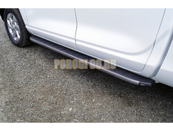 Пороги алюминиевые с пластиковой накладкой (карбон серые) 1920 мм ТСС для Changan Hunter Plus 2023-