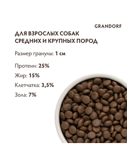 Grandorf (Грандорф): сухой беззерновой корм для собак Кролик с индейкой, 3 кг