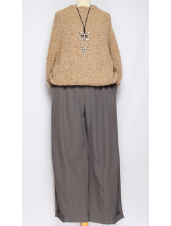 Брюки "Широкие хлястик" серые до р.52