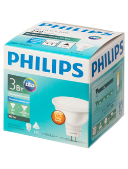 Лампа светодиодная Philips 3-35W GU5.3 6500K хол.бел. белый спот
