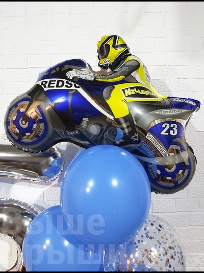Сет "Синий мотоцикл" (13 шариков + 1 цифра)