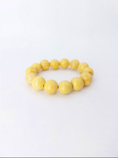 Браслет шары из белого янтаря