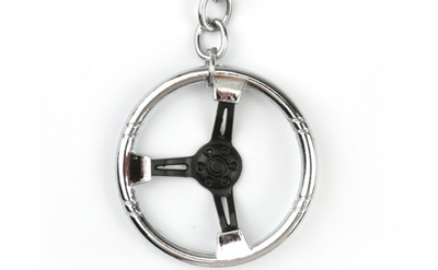 Брелок «РУЛЬ», металл, хром/чёрный