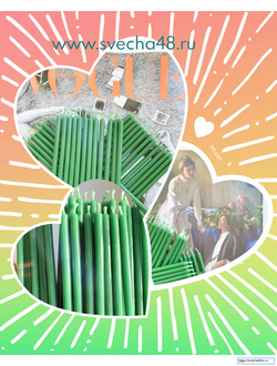 Свеча светло-зеленая №40 (2 часа горения).