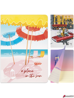 Тетради 40 л. в линию обложка SoftTouch, НАБОР 3 шт., бежевая бумага 70 г/м2, сшивка, А5 (147×210 мм), ПУТЕШЕСТВИЕ, BRAUBERG. 403799