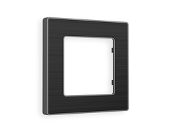 Рамка 1-ая Черное стекло шлифованное/Сталь, коллекция ARCTIC - Ambrella Volt - ALFA