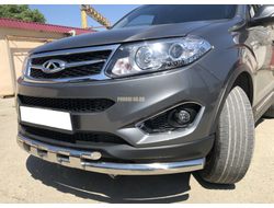 Защита переднего бампера двойная с перемычками d60/42 для Chery Tiggo 5 (2014-2016)