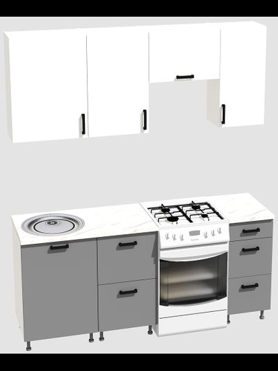 Кухня эконом 1,5 метра (600х500х400) Цвет: Белый/Базальт