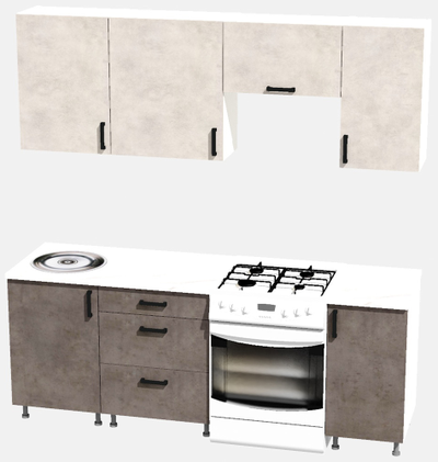 Кухня Эконом 1,5 метра (1100х400) Цвет: Цемент светлый/Цемент темный