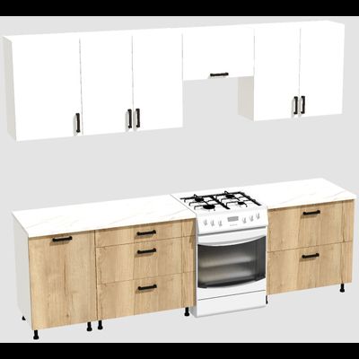Кухня Эконом 2,1 метра (1300х800) Цвет: Белый/Дуб Вотан
