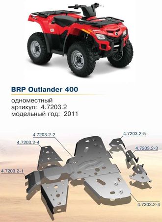 Защита ATV Rival 444.7203.2 для BRP Outlander 400 G1  2011- (Алюминий) (650*450*150)