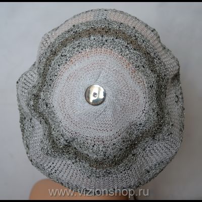 Летний берет хлопок Vizio 5041 бело - серый