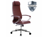 Кресло офисное МЕТТА &quot;К-6&quot; хром, кожа, сиденье и спинка мягкие, темно-коричневое
