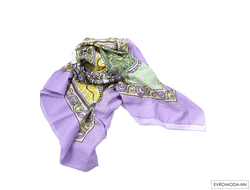 Женский брендовый платок с принтом сиреневый