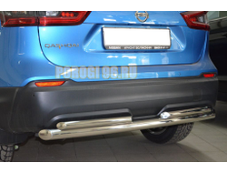 Защита заднего бампера двойная d60/42 для Nissan Qashqai (2019-...)