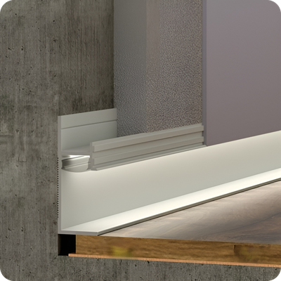 Теневой плинтус с подсветкой ПО-196 Серебро матовое