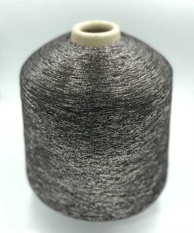 TORCITURA di DOMASO BACH LUREX  люрекс 1/ 34000 65% ВИСКОЗА 35% PL  (вес 50 грамм, длина 1700 метров) цв.204 серебро на чёрном