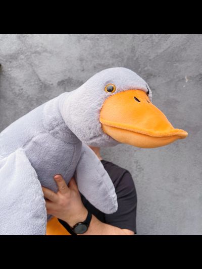 Плюшевый гусь 100 см премиум серый