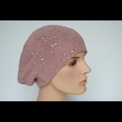 Розовый берет весна - осень с пайетками Vizio Италия 7063
