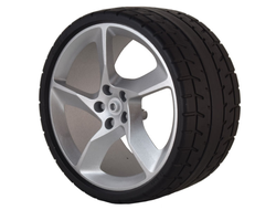 Wheel 75mm D. x 41mm #1 Model Left Side with Black Tire 87.9 x 44 80280 / 80279, Metallic Silver (80280c01)
