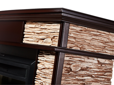 Портал Firelight Scala 30 камень сланец скалистый бурый, шпон тёмный дуб