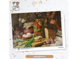 Почтовая открытка для посткроссинга: Деревенская снедь