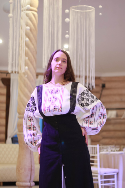 Подгрудный сарафан с воланом (чёрная крапива)