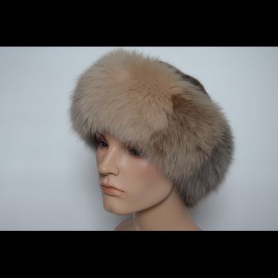 Вязаная женская шапка с мехом песца Vizio Италия 6725 CCP коричневая