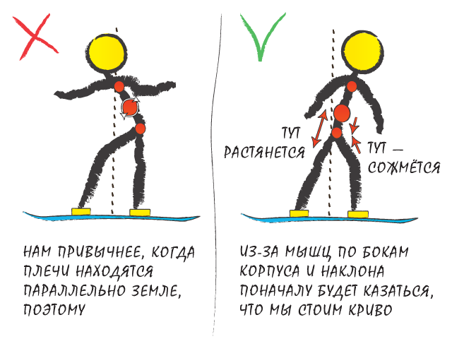 Основная стойка сноубордиста. Вес на передней ноге