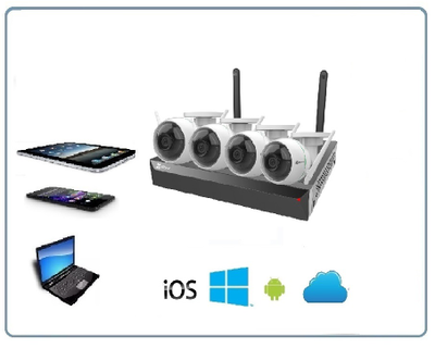 ezWireLess Kit CS-BW3424B0-E40 комплект системы WiFi видеонаблюдения состоит из 4 видеокамер Full HD + видеорегистратор