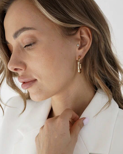 Серьги "Бамбук" цвет золото A&C (Норвегия)