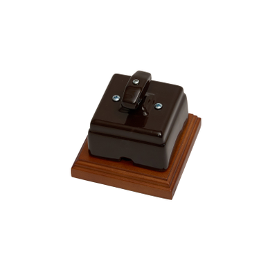 Поворотный ретро выключатель из керамики, Шоколад. 1-2 клав.