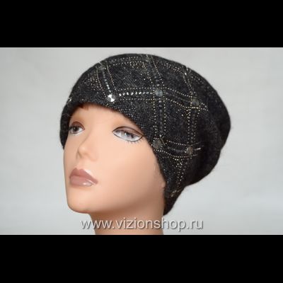 Вязаная модная шапка женская осень зима Vizio Италия 6111 CL антрацит