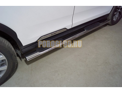 Пороги овальные с накладкой 120х60 мм ТСС для Gac GS8 2.0T 4WD 2019-2021