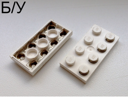 ! Б/У - Electric Plate 2 x 4 with Contacts, White (4757 / 475701) - Б/У