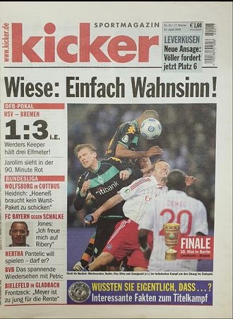 Kicker Magazine 23 April 2009 Иностранные журналы о футболе, Спортивные иностранные журналы