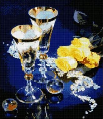 Цветы и бокалы (Торжество) VH-71009,11 (алмазная вышивка Anya) mc