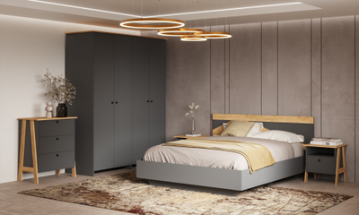 Теодора комплект мебели для спальни Графит/Дуб крафт
