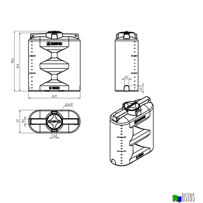 Емкость Экопром S 1500 л New синяя