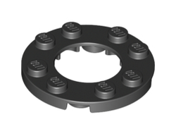 Plate, Round 4 x 4 with 2 x 2 Round Open Center, Black (11833 / 6045912 / 6167800)