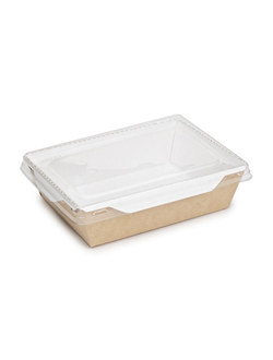 Салатник с прозрачной крышкой (крафт/бел), 500мл