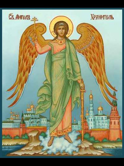 Ангел-Хранитель Москвы. Рукописная икона.