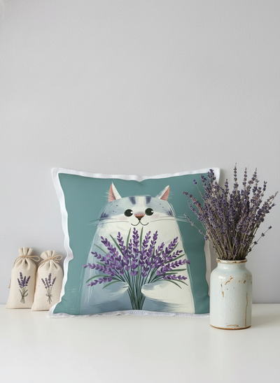 Подушка Ароматная  "Кот с букетом"