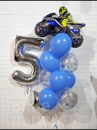 Сет "Синий мотоцикл" (13 шариков + 1 цифра)